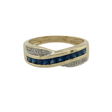 Load image into Gallery viewer, 9ct Gold Diamond &amp; Sapphire Set Crossover Ring
