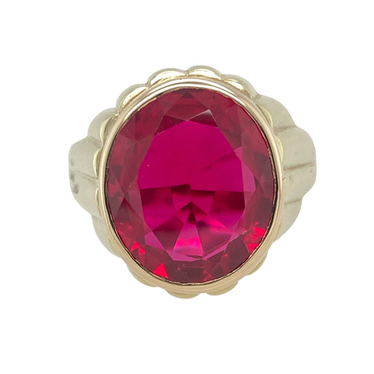 9ct Gold & Red Stone Signet Ring
