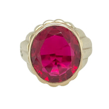 Load image into Gallery viewer, 9ct Gold &amp; Red Stone Signet Ring
