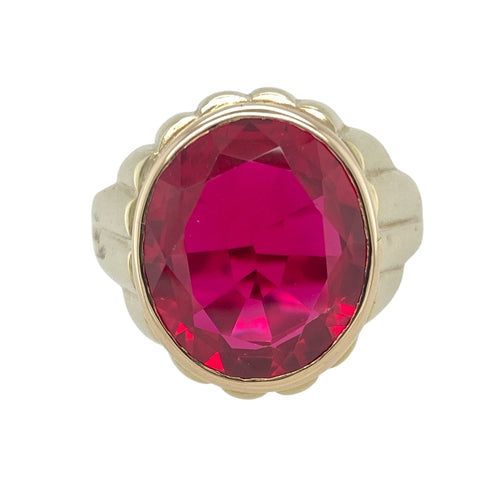 9ct Gold & Red Stone Signet Ring