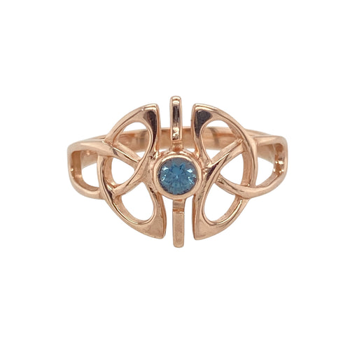 9ct Gold & Blue Topaz Set Celtic Knot Clogau Ring