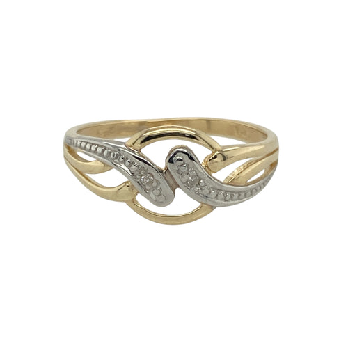 9ct Gold & Diamond Set Swirl Ring