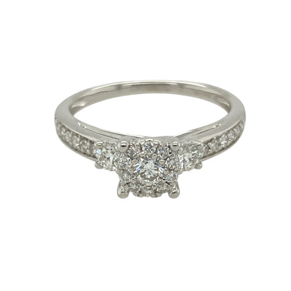 9ct White Gold & Diamond Set Solitaire Ring