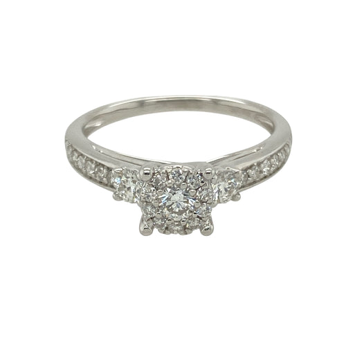 9ct White Gold & Diamond Set Solitaire Ring