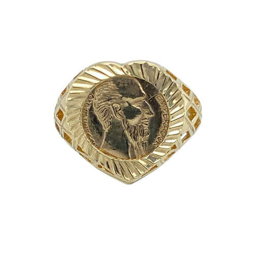 9ct Gold Heart Shaped Coin Style Signet Ring
