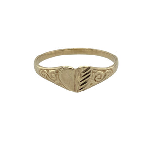9ct Gold Patterned Heart Signet Ring