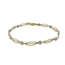 Load image into Gallery viewer, 9ct Gold &amp; Cubic Zirconia Set Flower 7.5&quot; Bracelet
