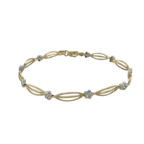 9ct Gold & Cubic Zirconia Set Flower 7.5