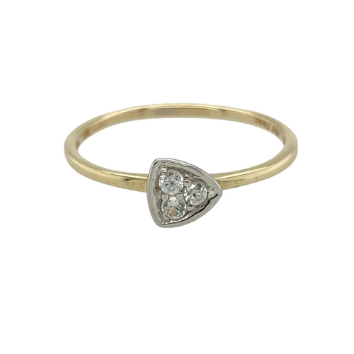 9ct Gold & Cubic Zirconia Set Triangle Ring