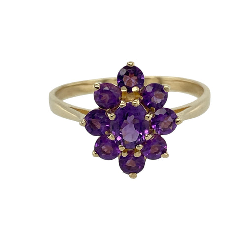 9ct Gold & Amethyst Set Cluster Ring