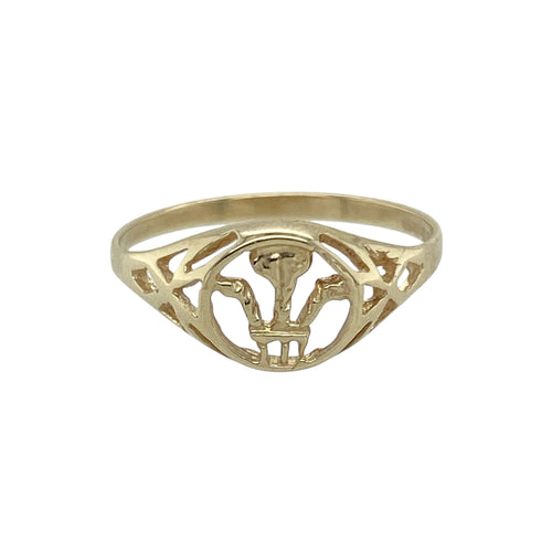 9ct Gold Three Feather Signet Ring