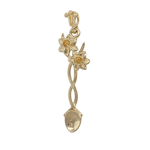 9ct Gold Welsh Daffodil Lovespoon Pendant