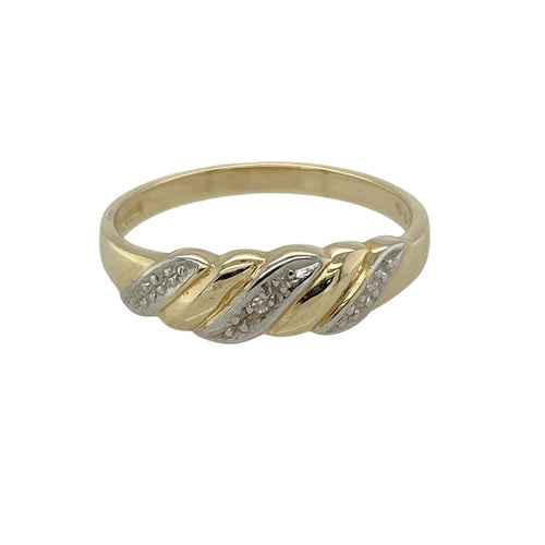 9ct Gold & Diamond Set Twisted Band Ring