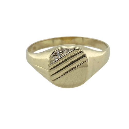 9ct Gold & Diamond Set Square Signet Ring