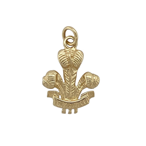 9ct Gold Welsh Three Feathers Pendant