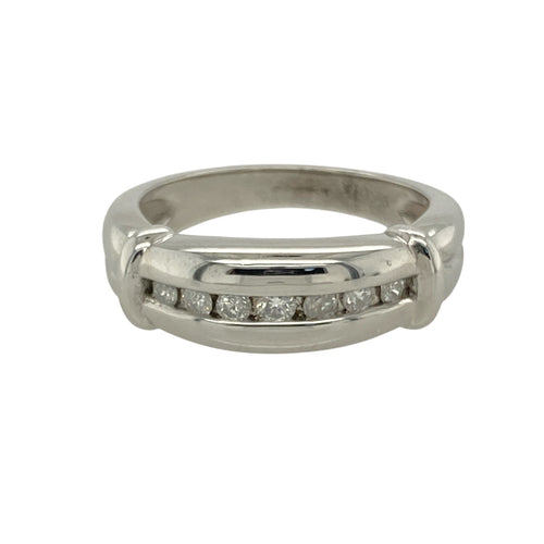 9ct White Gold & Diamond Set Band Ring