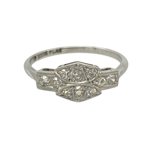 18ct White Gold & Platinum Diamond Set Art Deco Ring