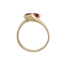 Load image into Gallery viewer, 9ct Gold &amp; Double Ruby Set Twist Over Ring
