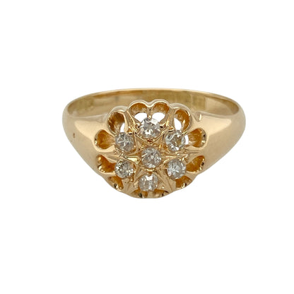 18ct Gold & Diamond Set Vintage Flower Cluster Ring