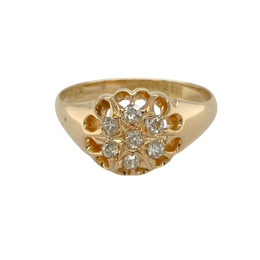 18ct Gold & Diamond Set Vintage Flower Cluster Ring