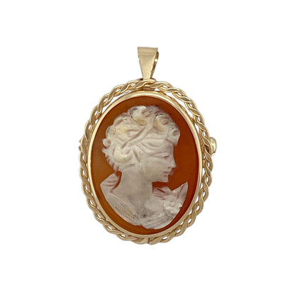 9ct Gold & Cameo Set Oval Pendant/Brooch