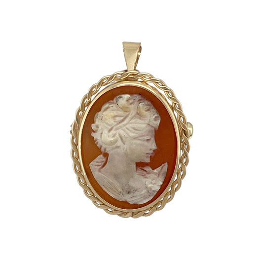 9ct Gold & Cameo Set Oval Pendant/Brooch