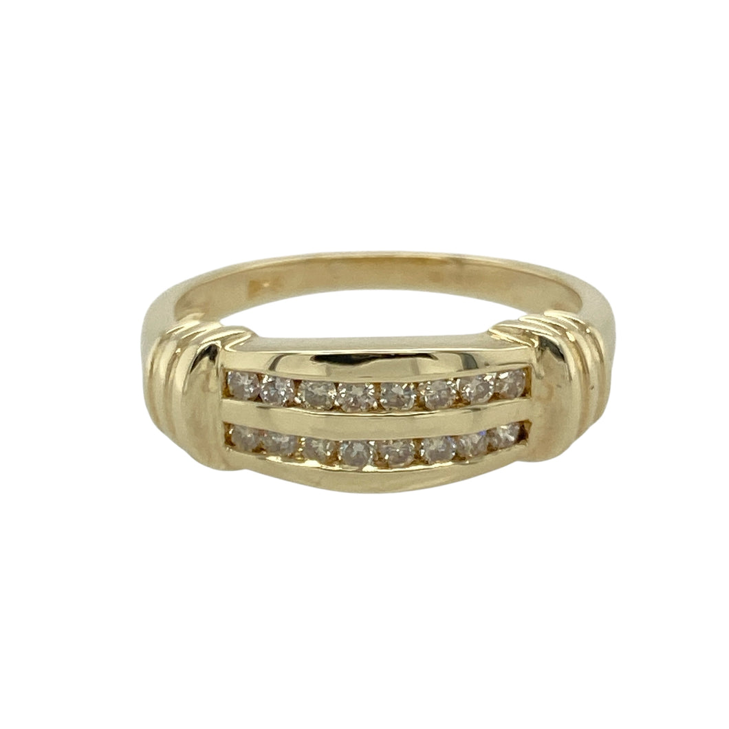 9ct Gold & Diamond Set Double Row Band Ring