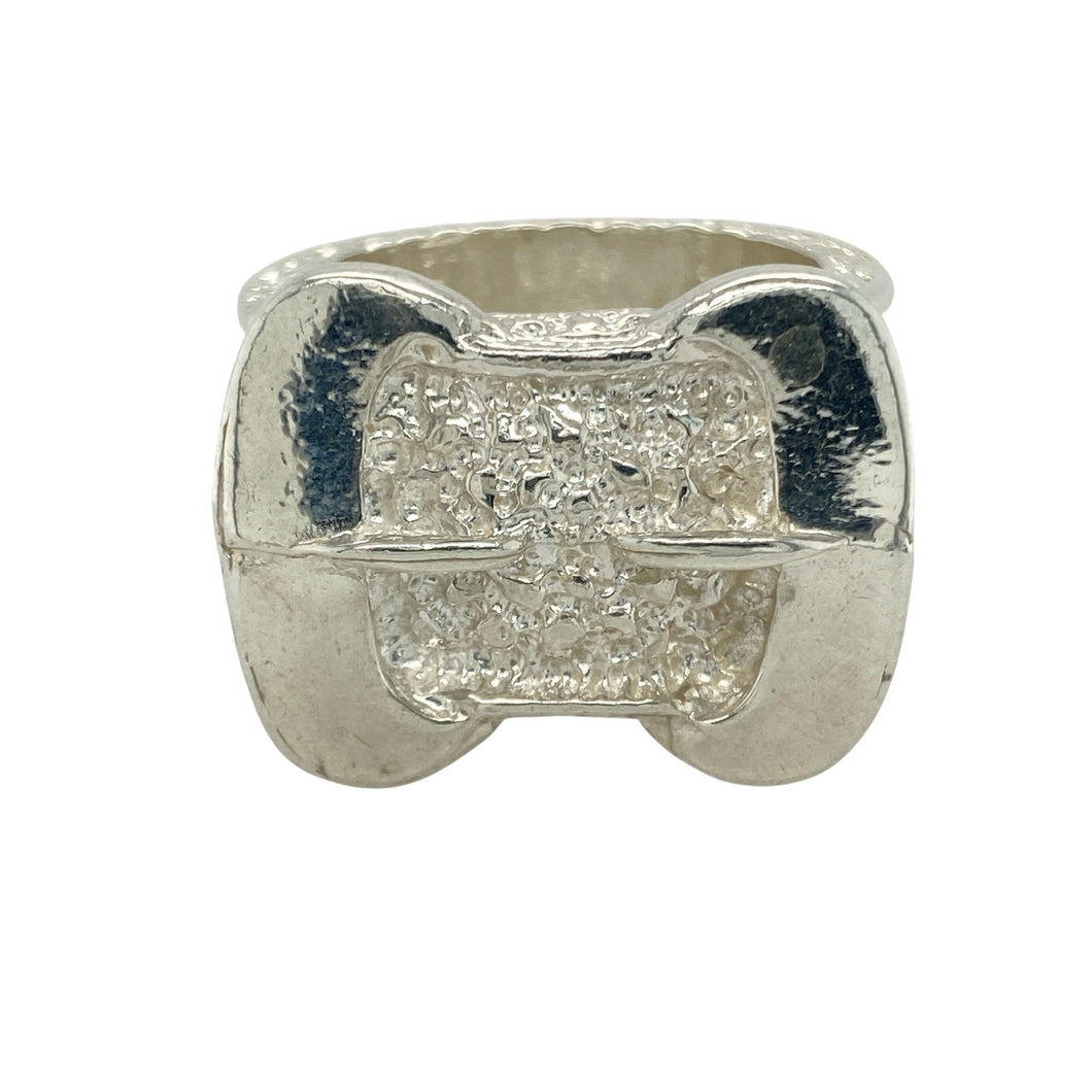New 925 Silver Double Buckle Ring