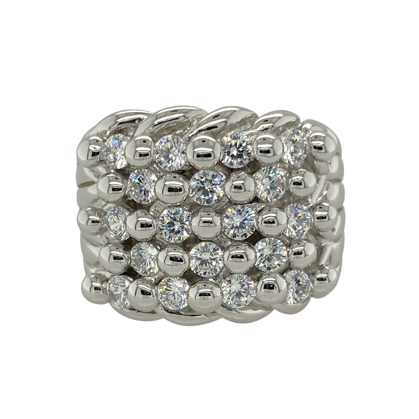 New 925 Silver & Cubic Zirconia Set Keeper Ring