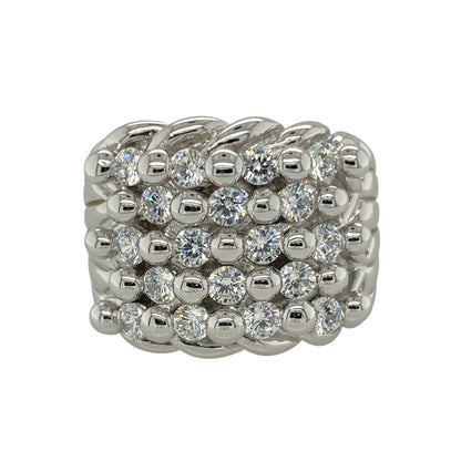 New 925 Silver & Cubic Zirconia Set Keeper Ring