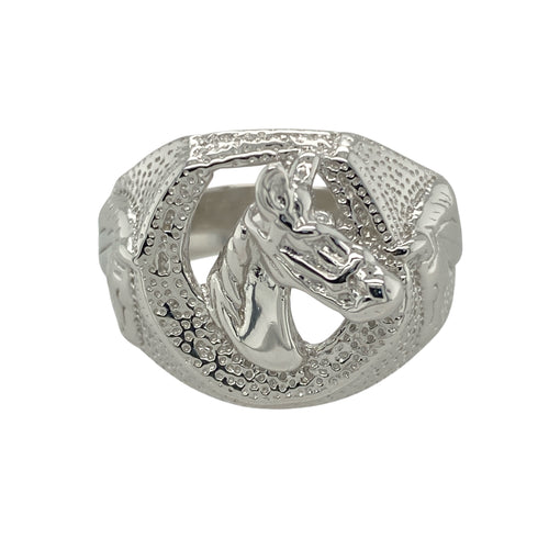New 925 Silver Horse Head Horseshoe Ring