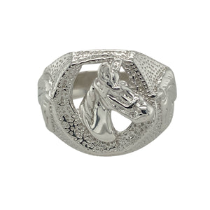 New 925 Silver Horse Head Horseshoe Ring