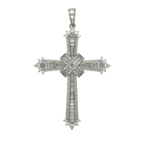 New 925 Silver & Cubic Zirconia Set Fancy Cross Pendant
