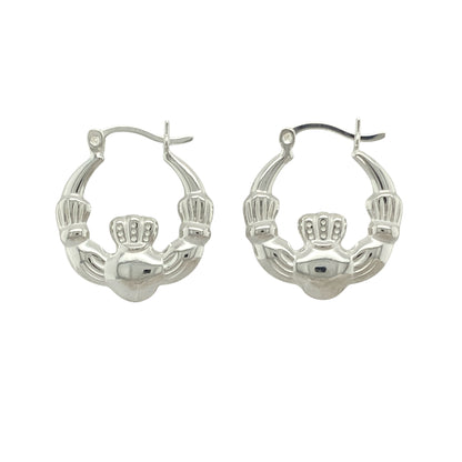 New 925 Silver Round Claddagh Creole Earrings