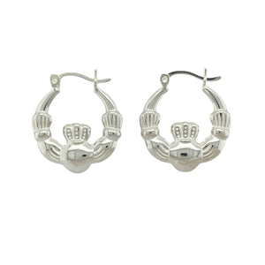 New 925 Silver Round Claddagh Creole Earrings