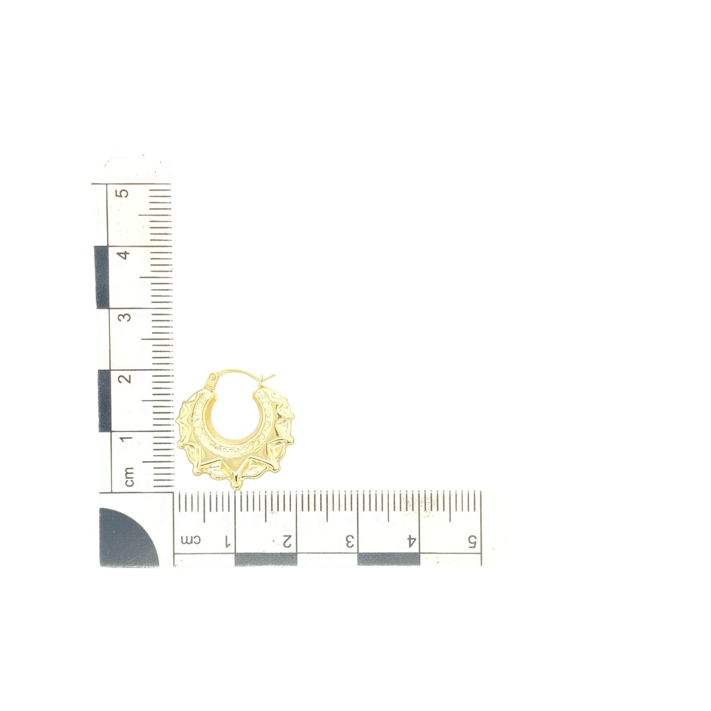 New 9ct Gold 20mm Fancy Round Creole Earrings