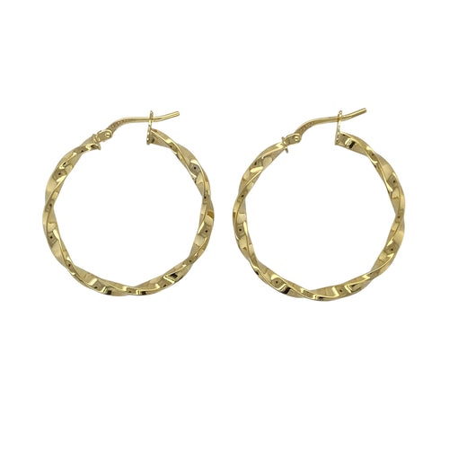 New 9ct Gold 30mm Twisted Hoop Creole Earrings