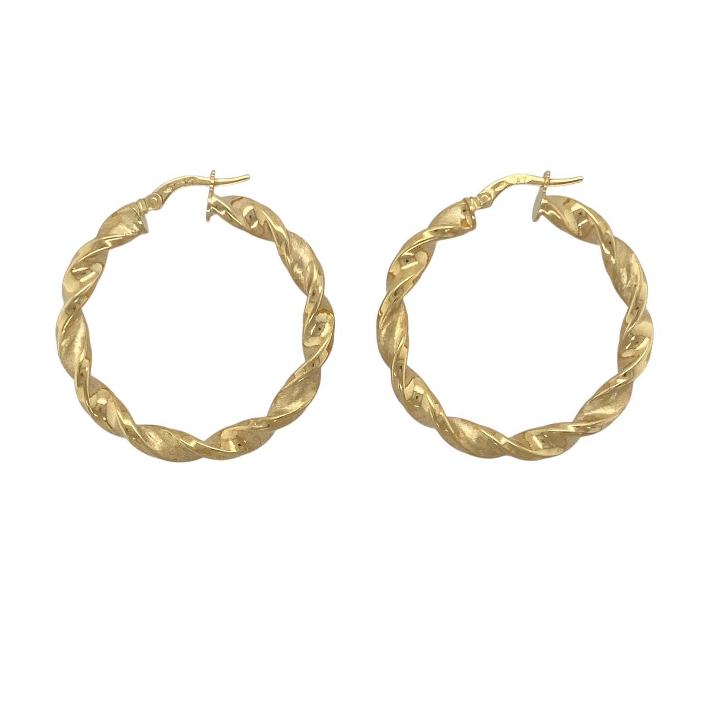 New 9ct Gold 34mm Twisted Hoop Creole Earrings