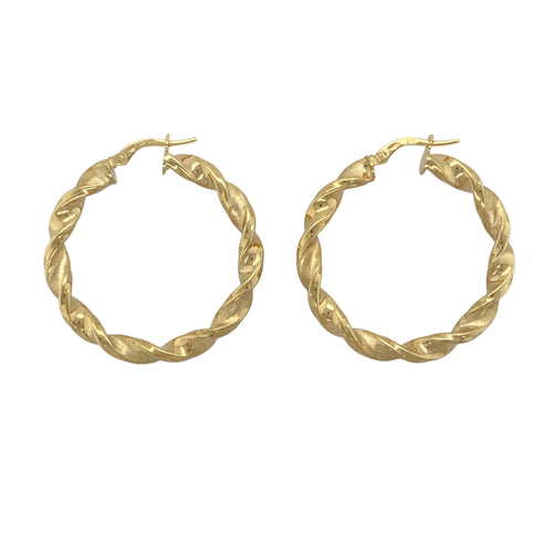 New 9ct Gold 34mm Twisted Hoop Creole Earrings