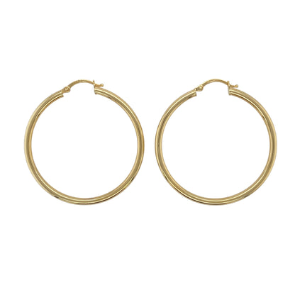 New 9ct Gold 40mm Plain Hoop Creole Earrings