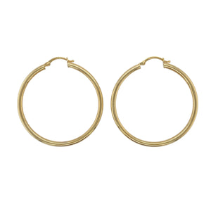 New 9ct Gold 40mm Plain Hoop Creole Earrings