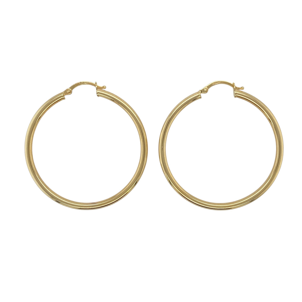 New 9ct Gold 40mm Plain Hoop Creole Earrings