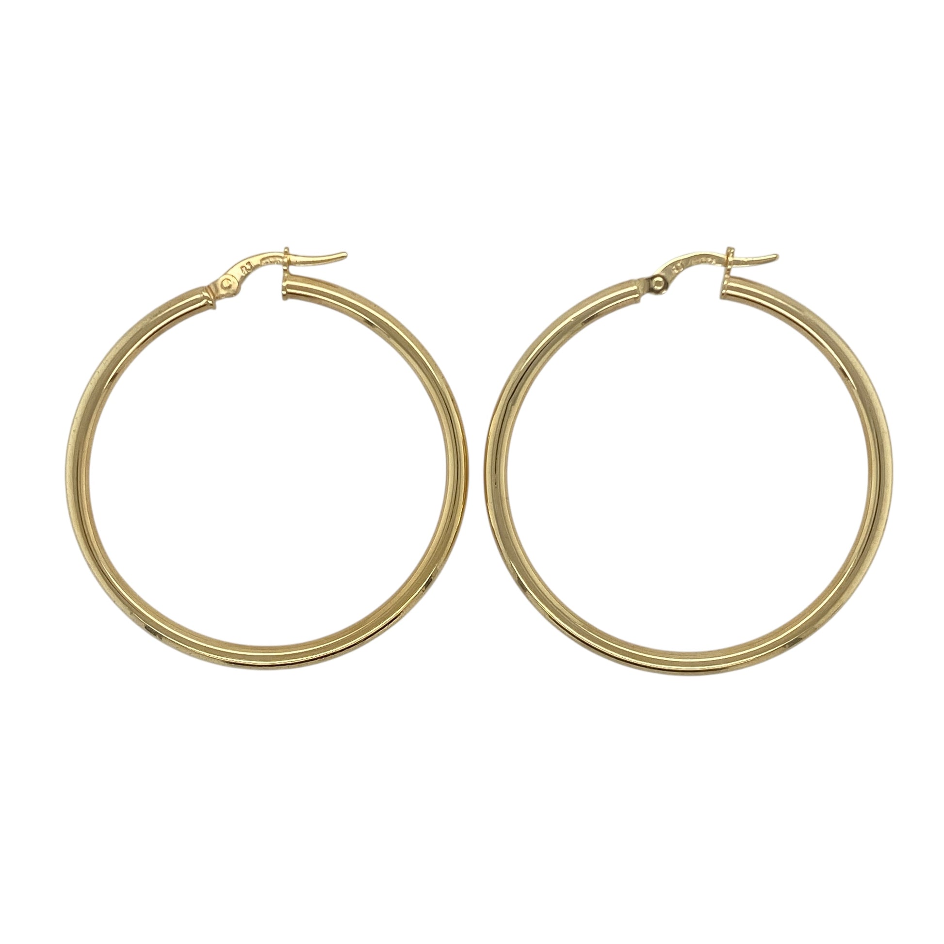 New 9ct Gold 39mm Plain Hoop Creole Earrings