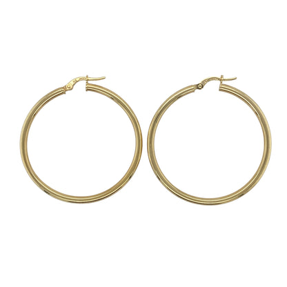 New 9ct Gold 39mm Plain Hoop Creole Earrings