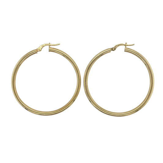 New 9ct Gold 39mm Plain Hoop Creole Earrings