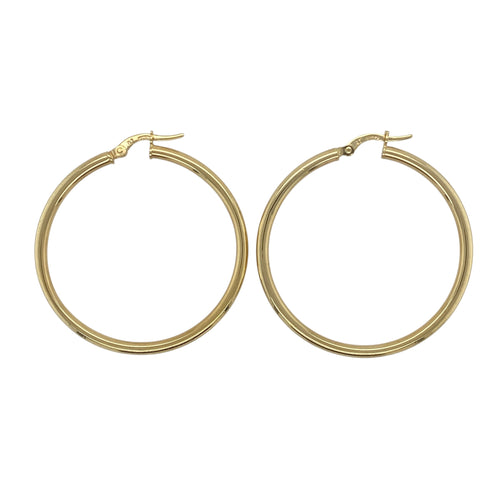 New 9ct Gold 39mm Plain Hoop Creole Earrings