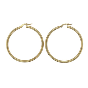New 9ct Gold 39mm Plain Hoop Creole Earrings