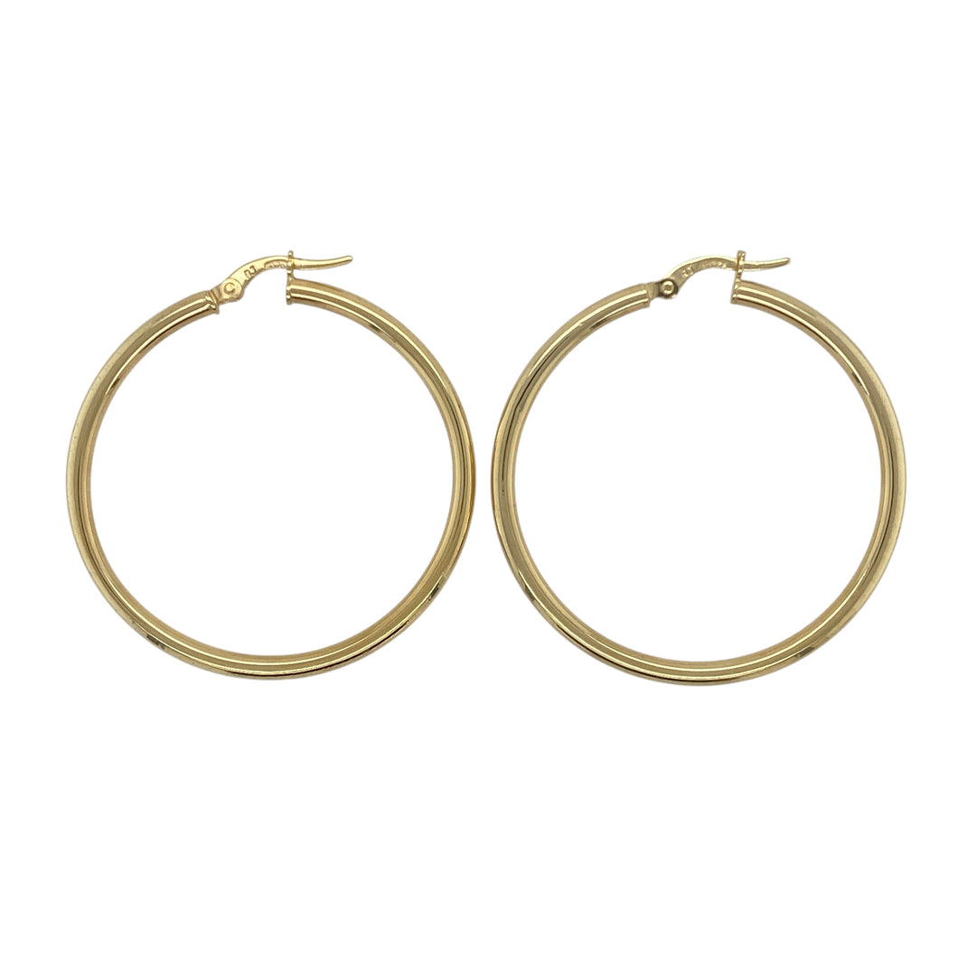 New 9ct Gold 39mm Plain Hoop Creole Earrings