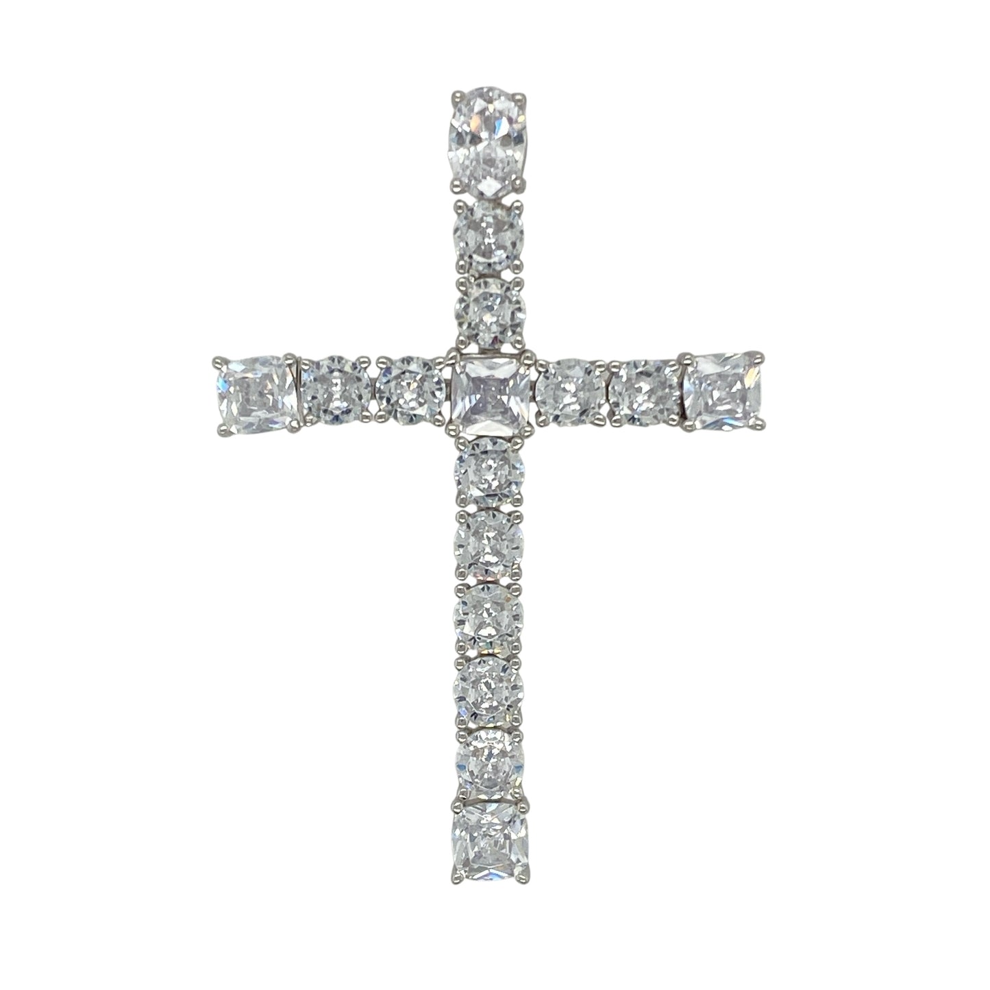 New 925 Silver & Cubic Zirconia Set Large Cross Pendant