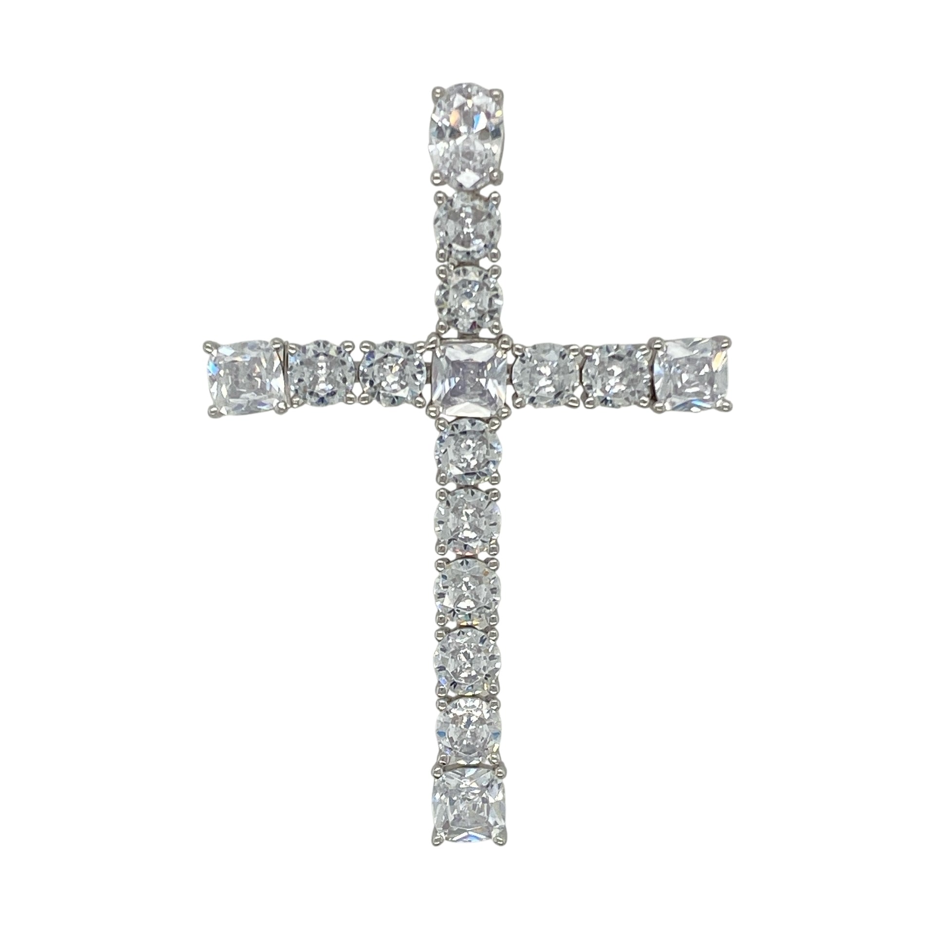 New 925 Silver & Cubic Zirconia Set Large Cross Pendant